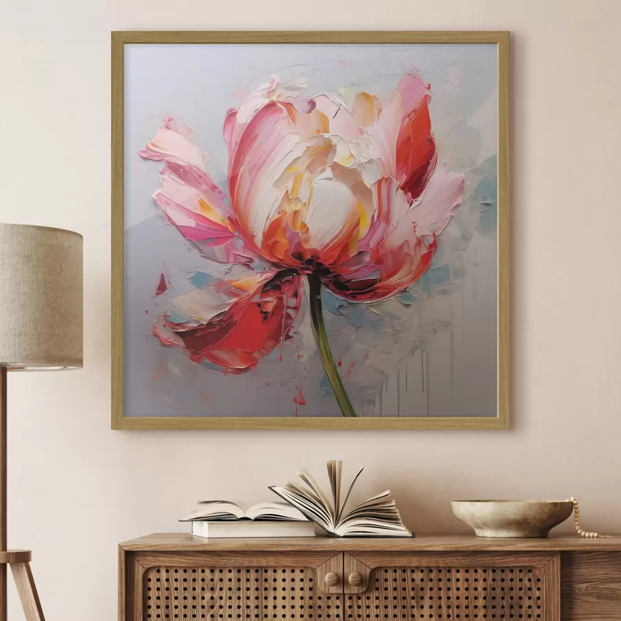 Papier peint Tulipe en fleurs, couleur rouge, rose, grise f40519