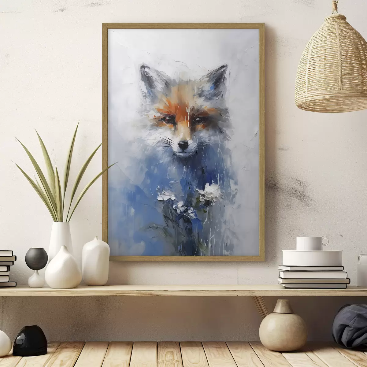Poster Renard en bleu f40524