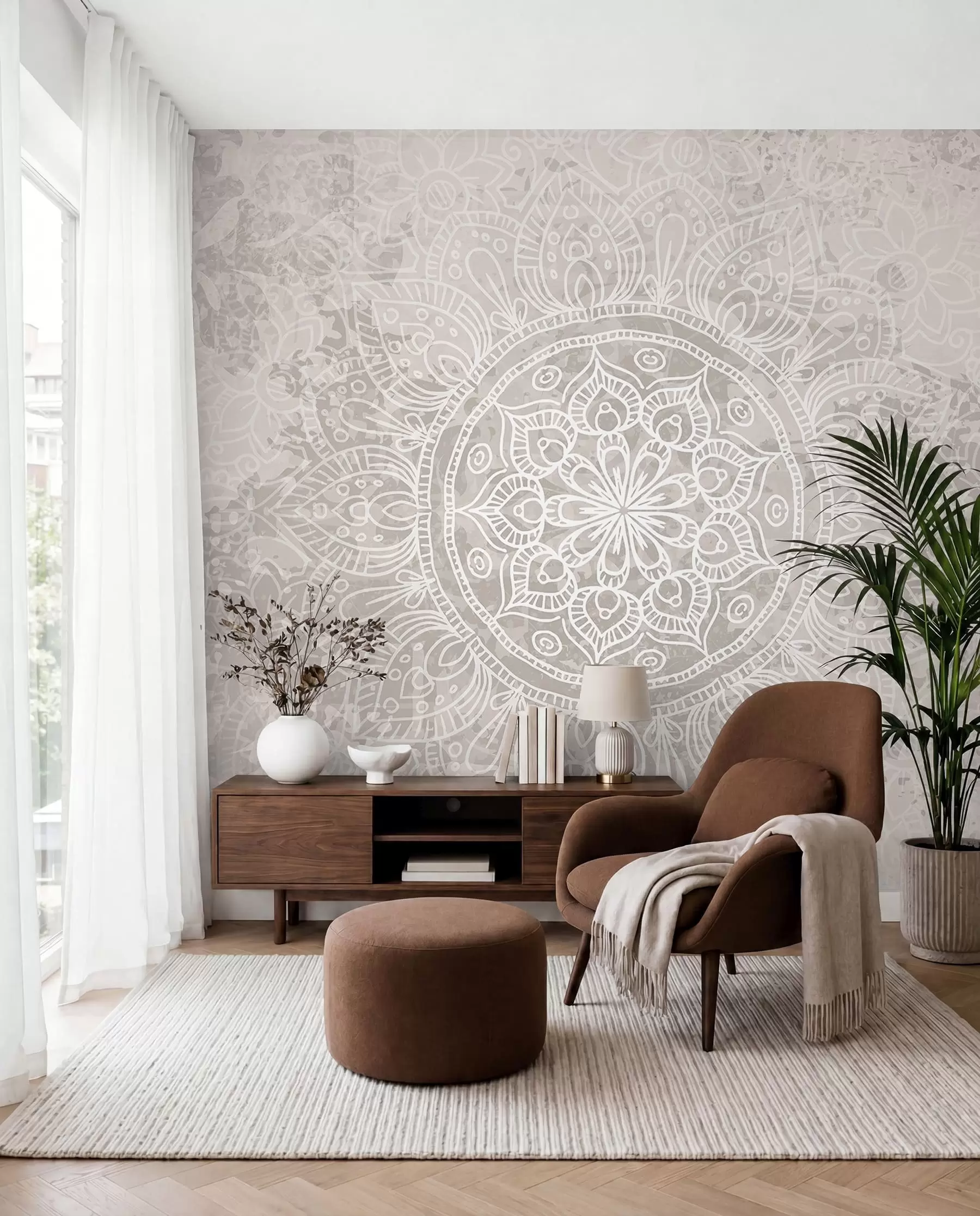 Papier peint Mandala aux traits fins w08246