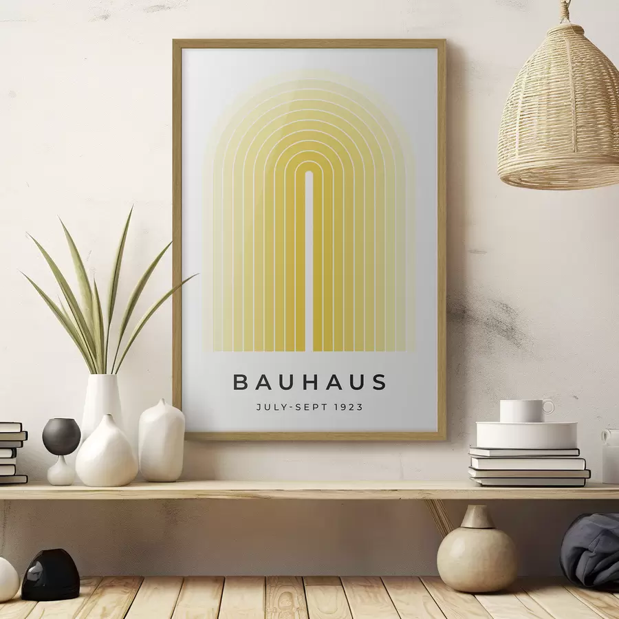 Papier peint Abstraction Bauhaus en couleur jaune f40536