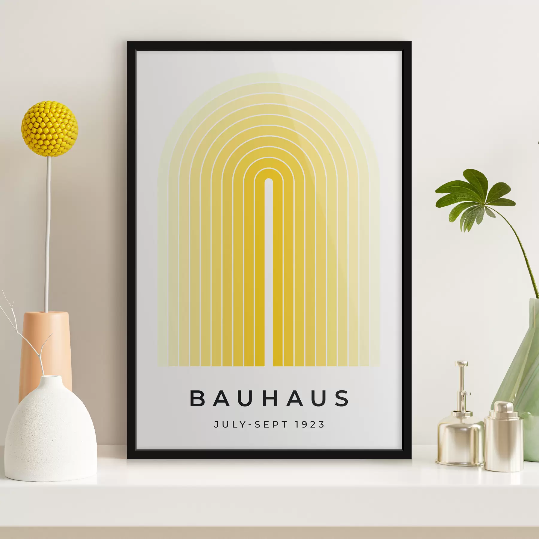 Tableau Abstraction Bauhaus en couleur jaune f40536