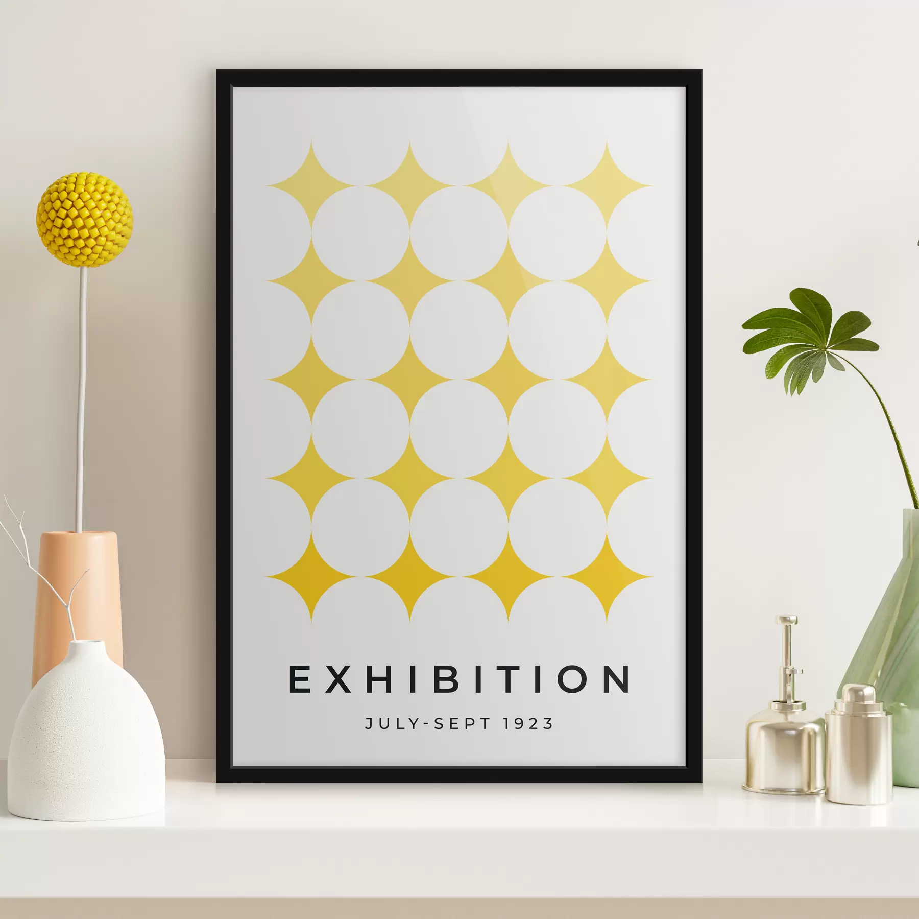 Tableau Abstraction Bauhaus en couleur jaune f40537
