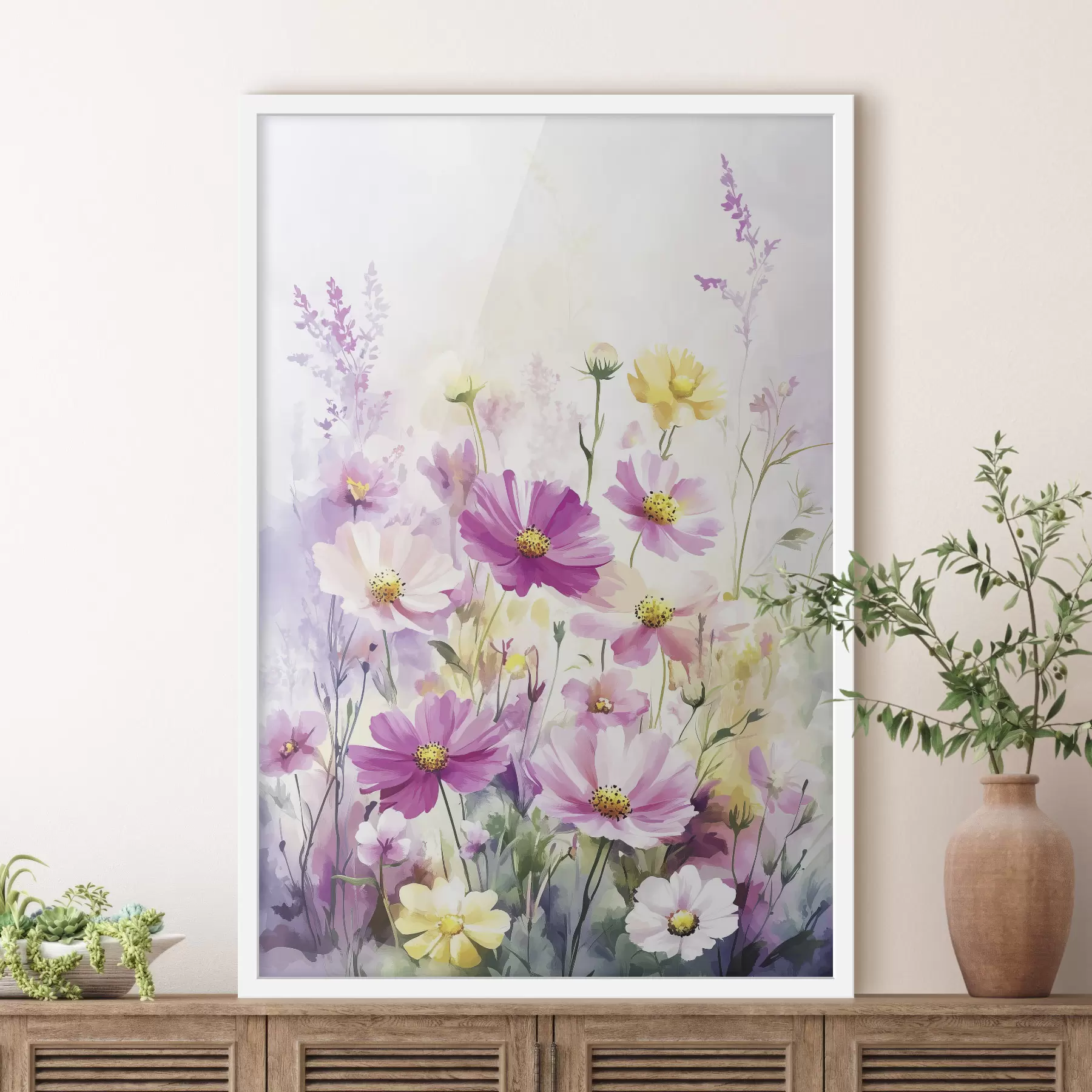 Papier peint Fleurs sauvages abstraites à l'aquarelle f40538