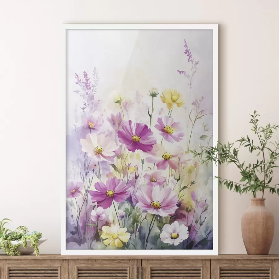 Papier peint Fleurs sauvages abstraites à l'aquarelle f40538