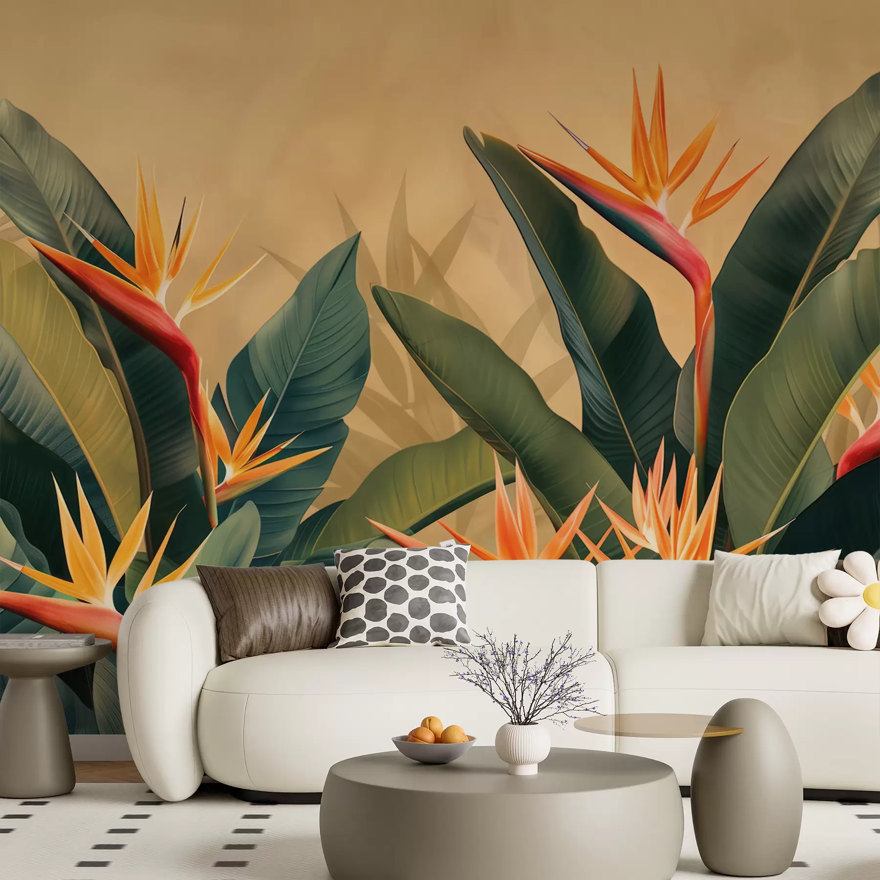 Papier peint Floraison tropicale chaleureuse w01484