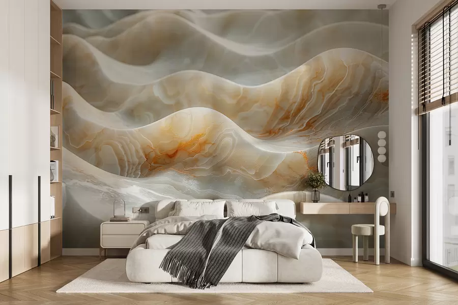 Papier peint Des vagues de marbre aux couleurs beiges w01488