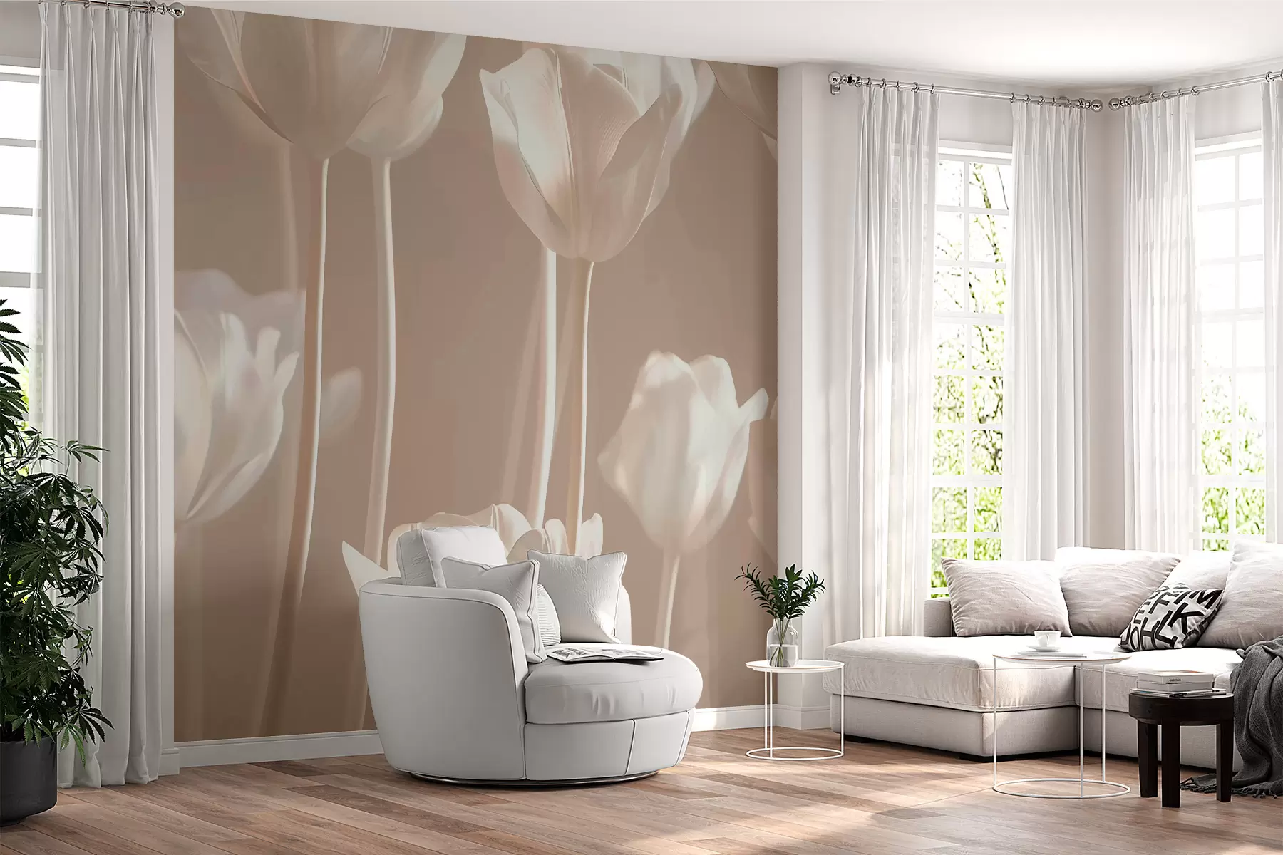 Papier peint Tulipes blanches w00990