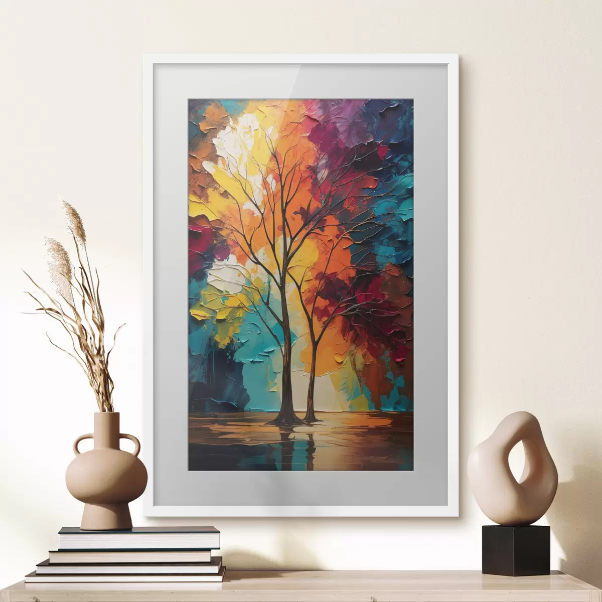 Poster Arbres sur fond abstrait f40460