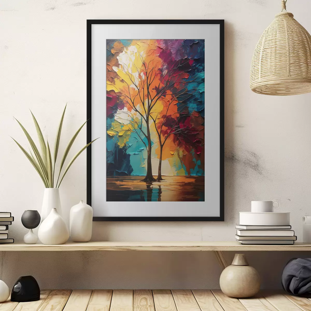 Poster Arbres sur fond abstrait f40460