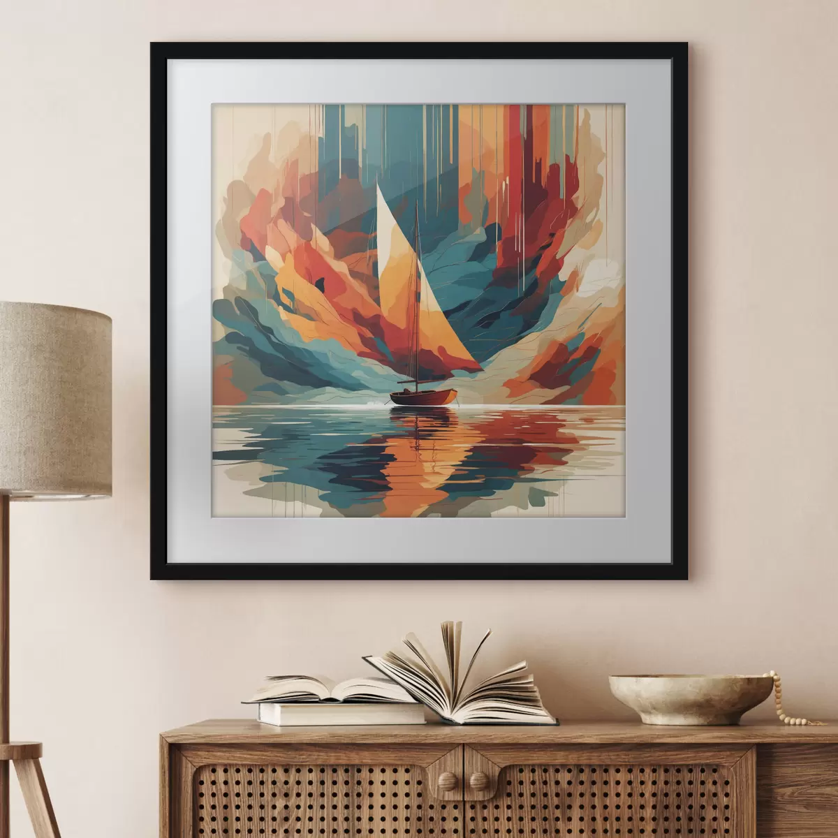 Poster Bateau sur le lac en graphiques vectoriels f40462