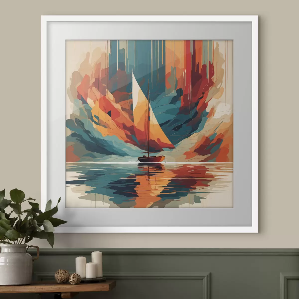 Poster Bateau sur le lac en graphiques vectoriels f40462