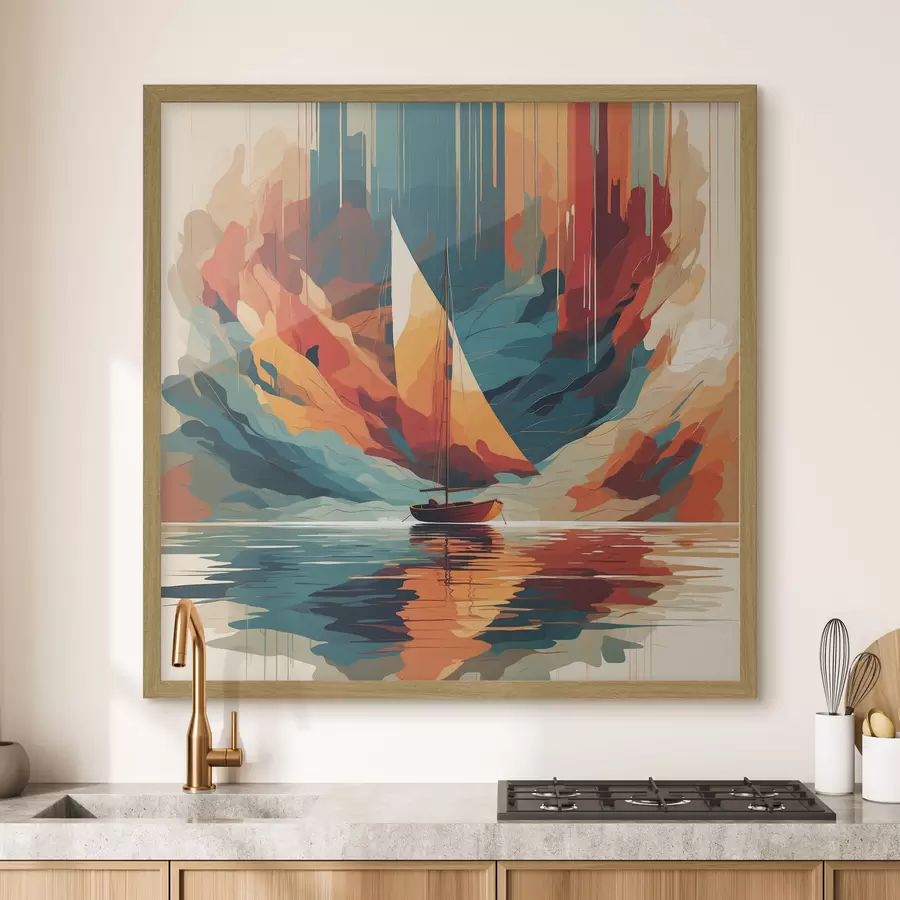 Papier peint Bateau sur le lac en graphiques vectoriels f40462
