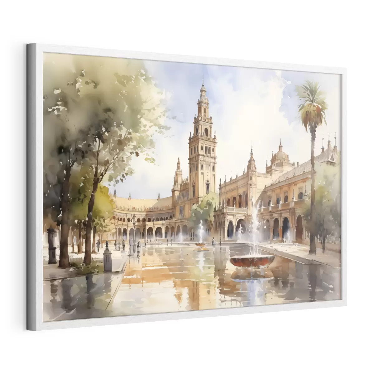 Poster Place du château dans la ville aquarelle f40681