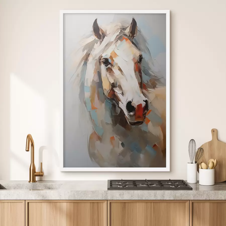 Papier peint Portrait abstrait d'un cheval blanc f40686