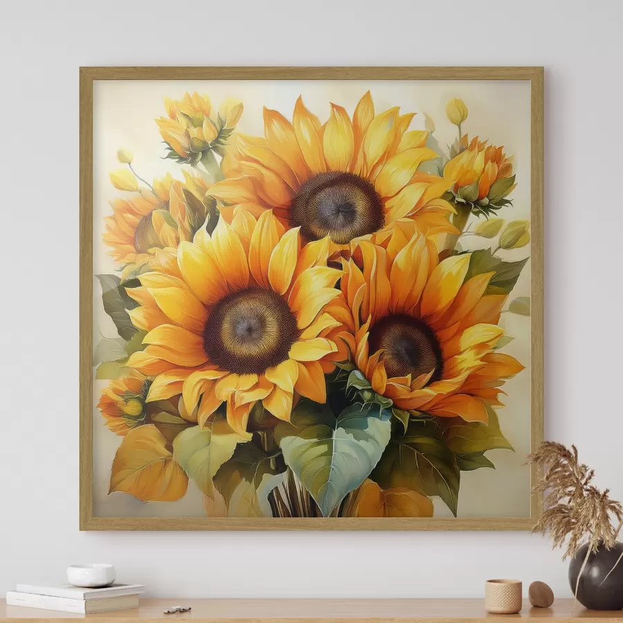 Papier peint grands tournesols, tournesols jaunes f40710