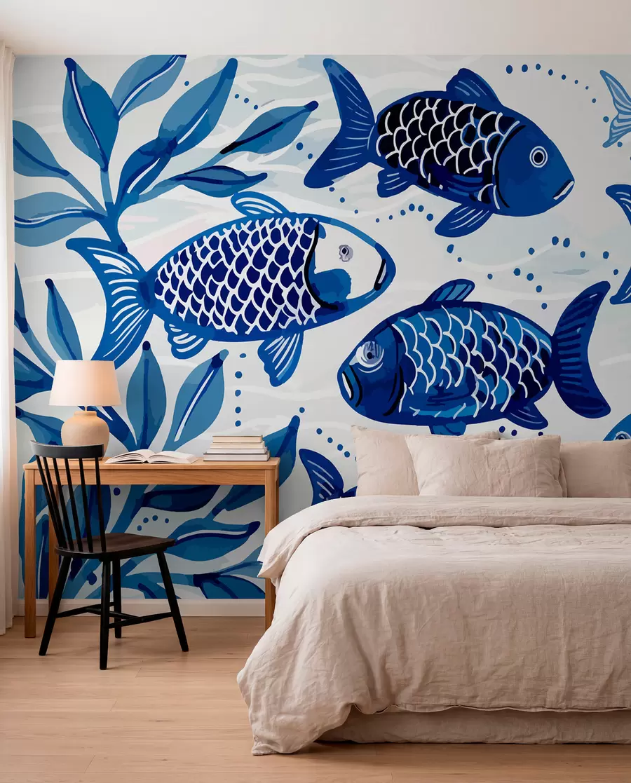 Papier peint Poisson bleu w01062