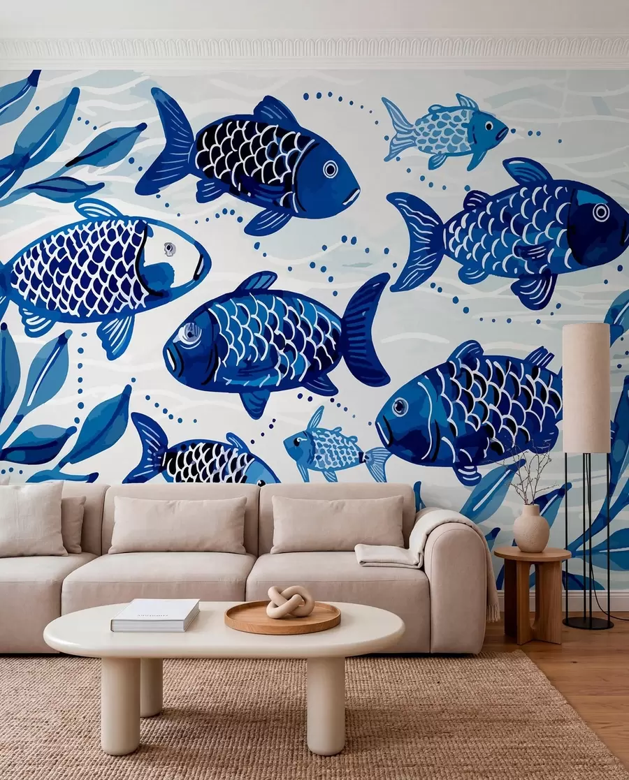 Papier peint Poisson bleu w01062