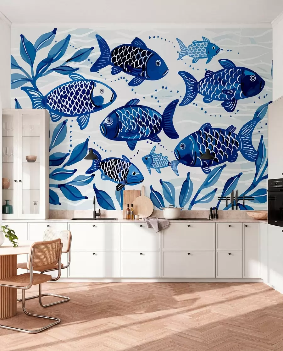 Papier peint Poisson bleu w01062