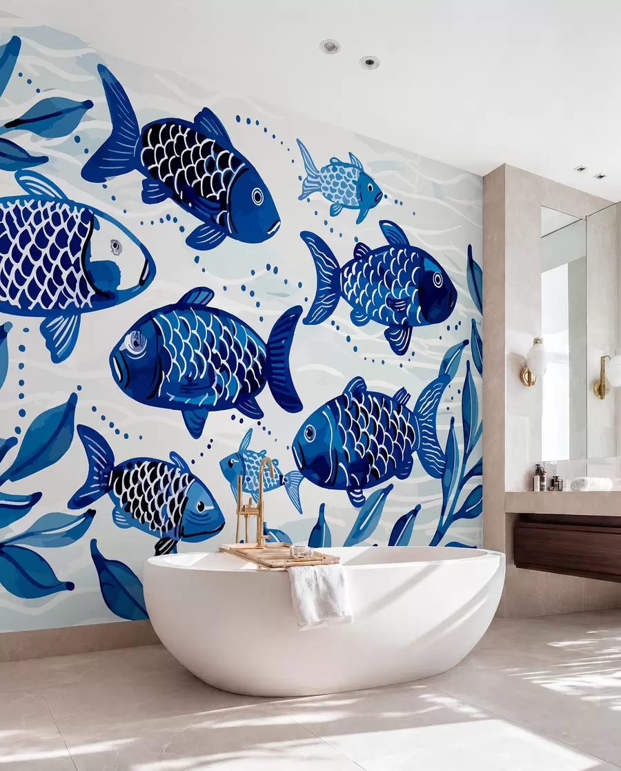 Papier peint Poisson bleu w01062