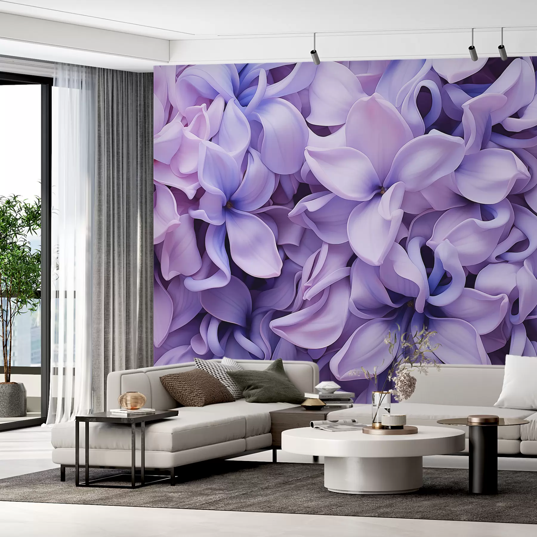 Papier peint Fleurs de jacinthes, couleur bleu violet w01556