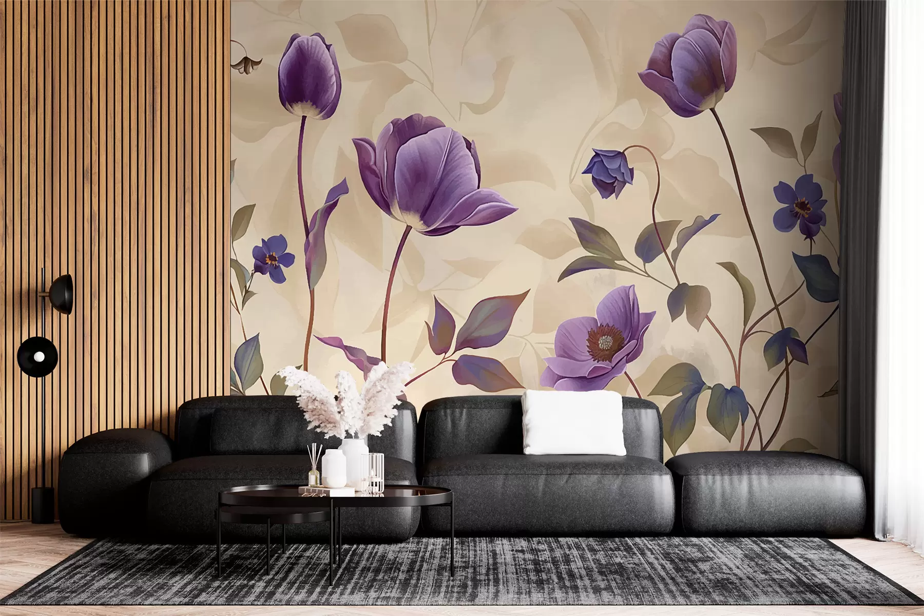 Papier peint Fleurs sauvages pourpres w01101