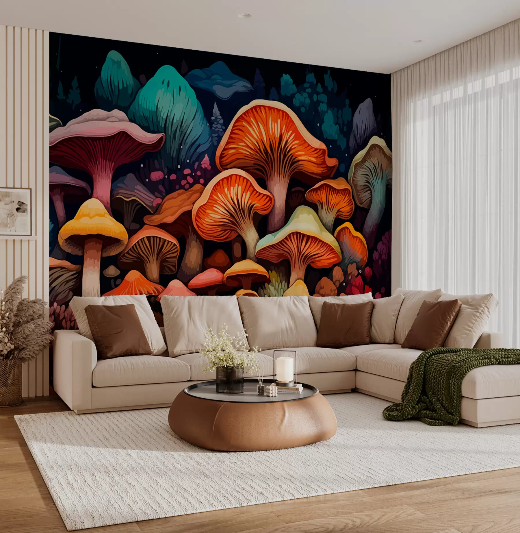 Papier peint Champignons multicolores w01112