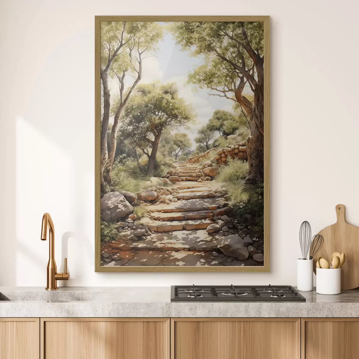 Poster Chemin dans le parc imitation aquarelle f40804