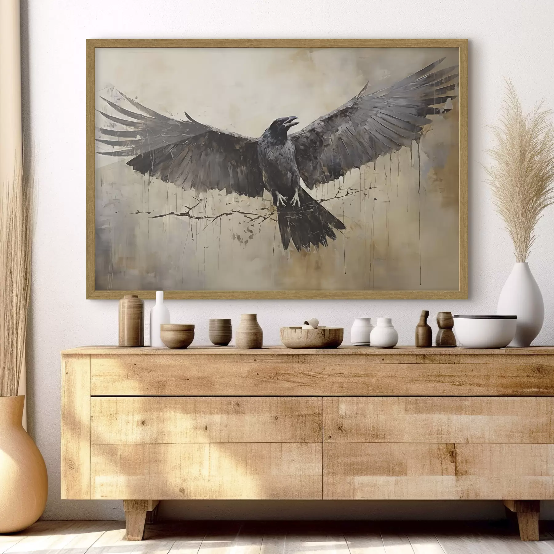 Papier peint Le corbeau noir déploie ses ailes f40809