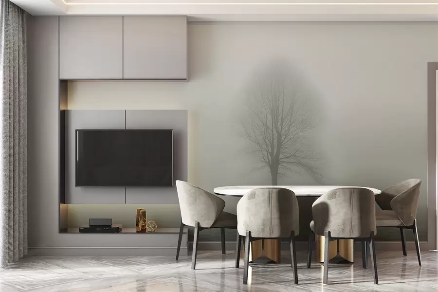 Papier peint Arbre dans le brouillard en vert foncé w01660