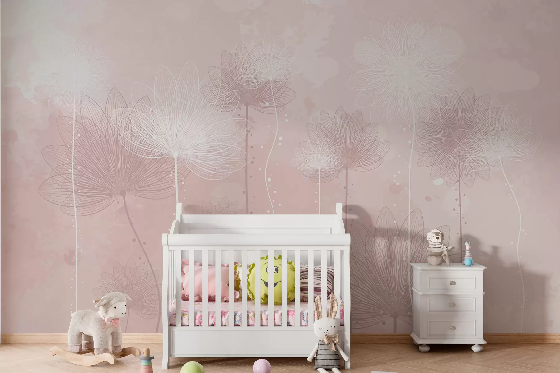 Papier peint Fleurs délicates sur un fond rose délicat w01645v3