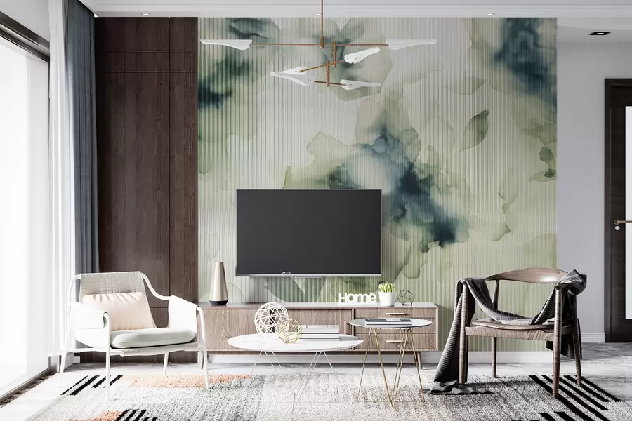 Papier peint taches abstraites derrière le verre w01681v1