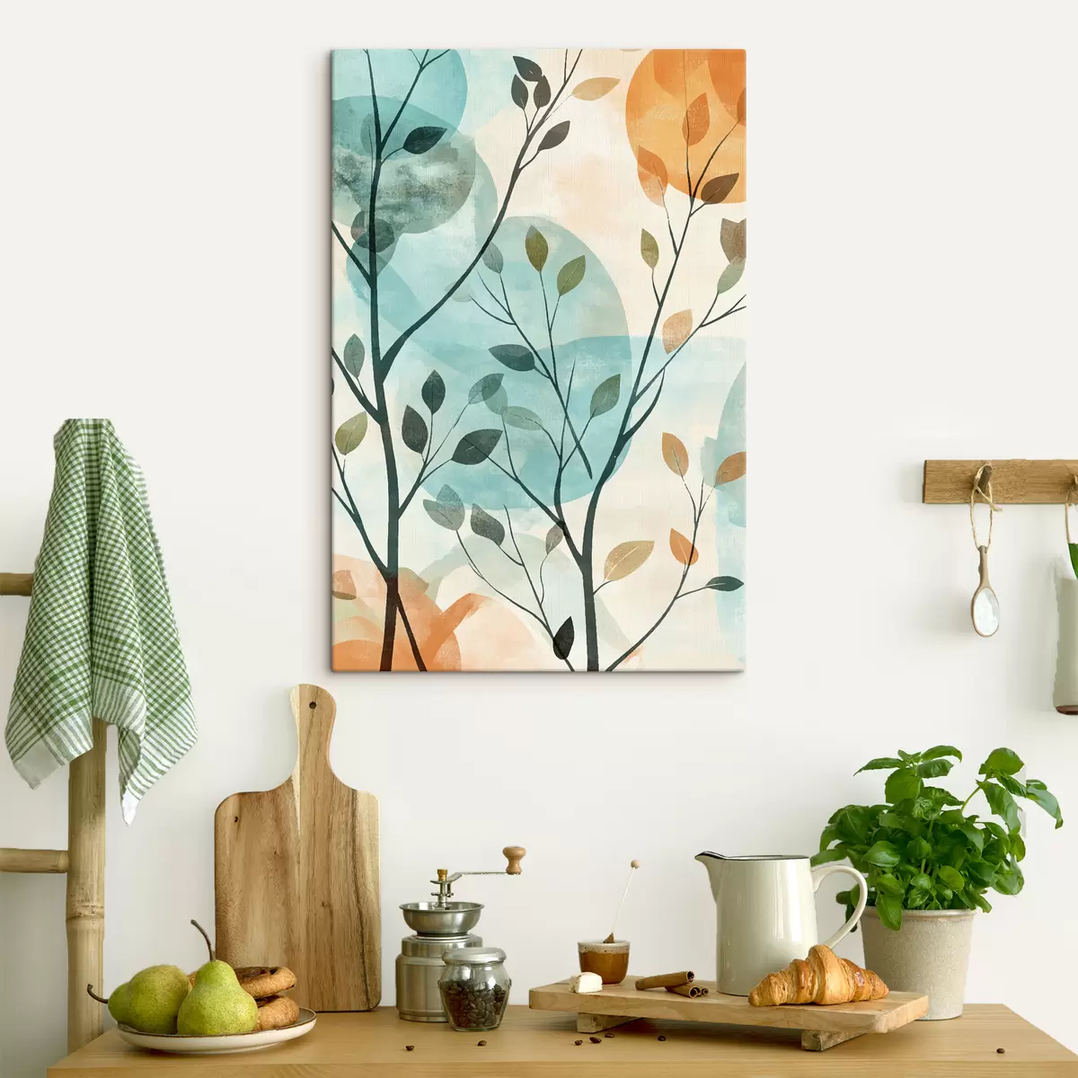 Tableau Branches, cercles d'aquarelle s40846