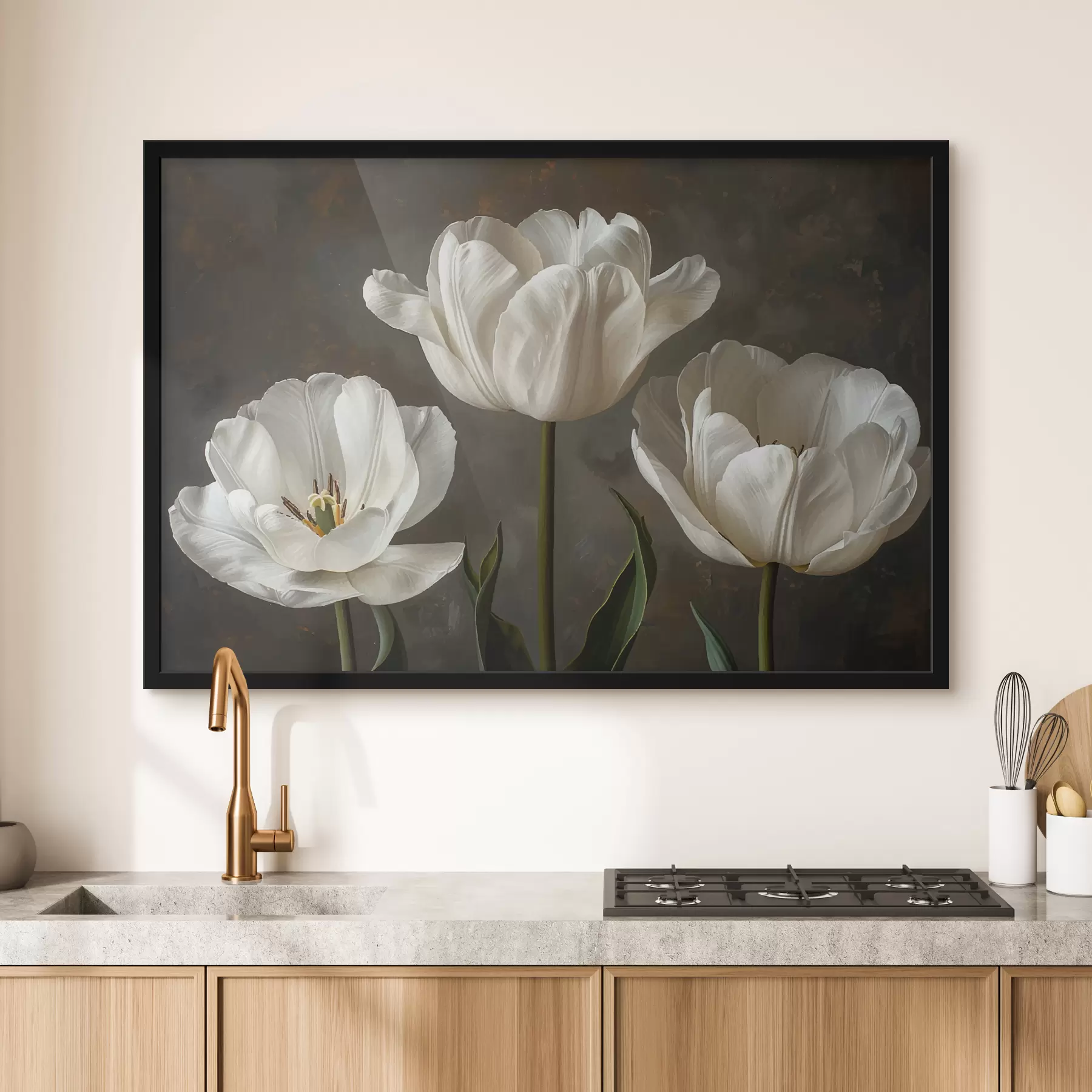 Papier peint Grandes fleurs de tulipe, tulipes blanches f40792