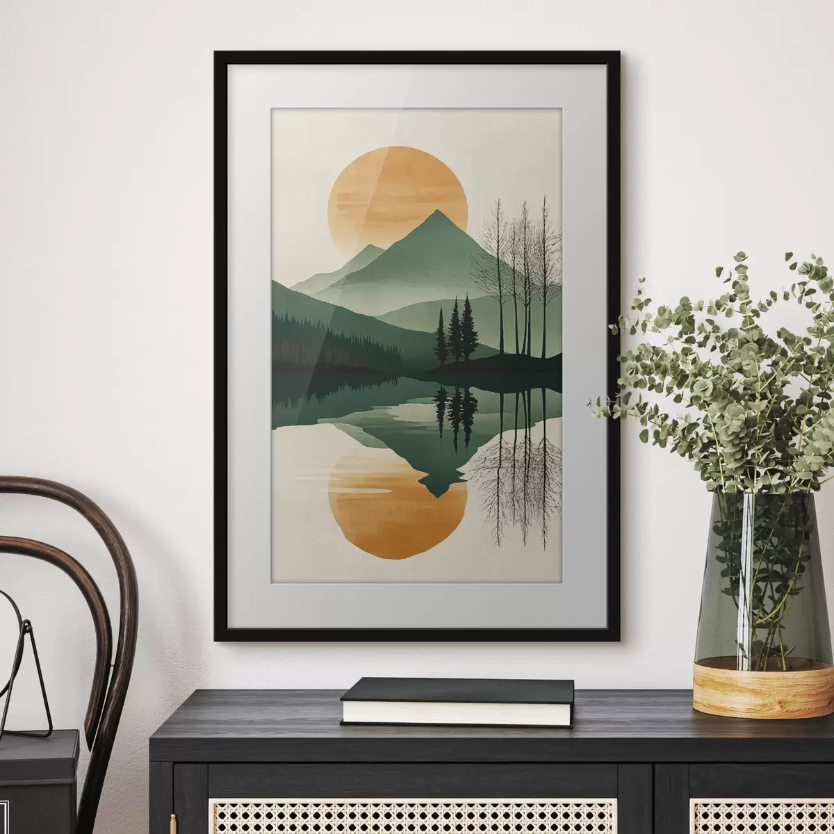 Poster Montagne et soleil ambré f40832