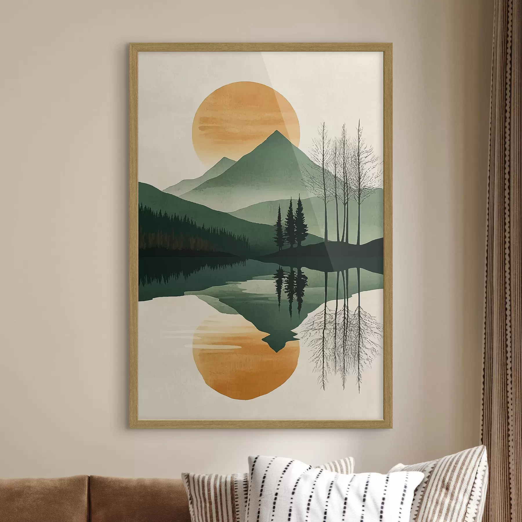 Papier peint Montagne et soleil ambré f40832