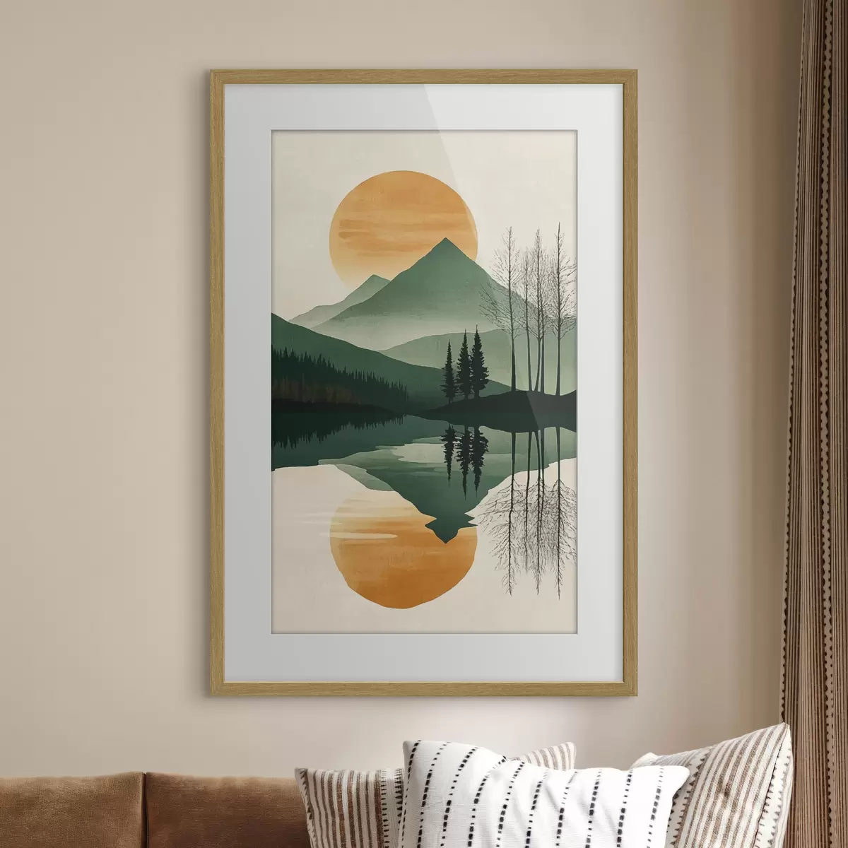 Poster Montagne et soleil ambré f40832