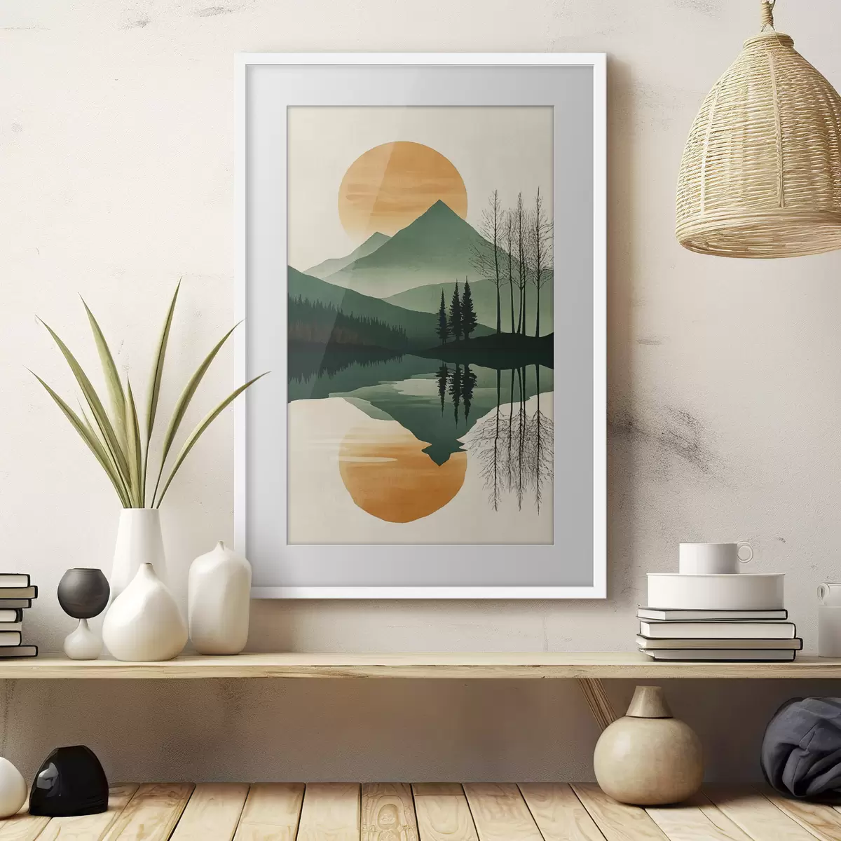 Poster Montagne et soleil ambré f40832