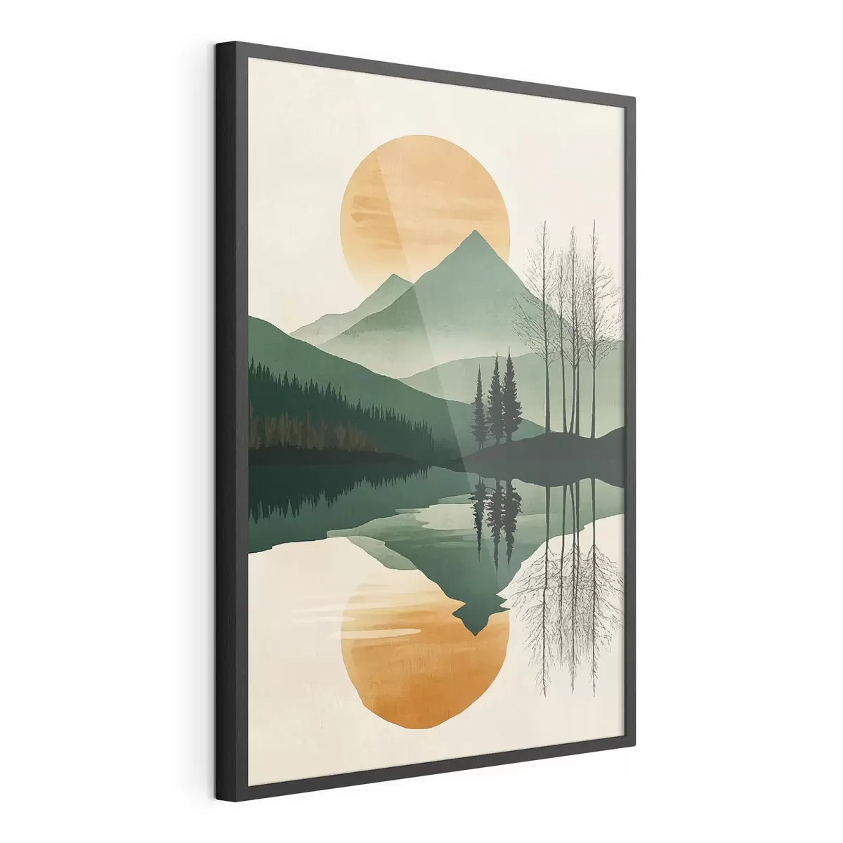 Poster Montagne et soleil ambré f40832