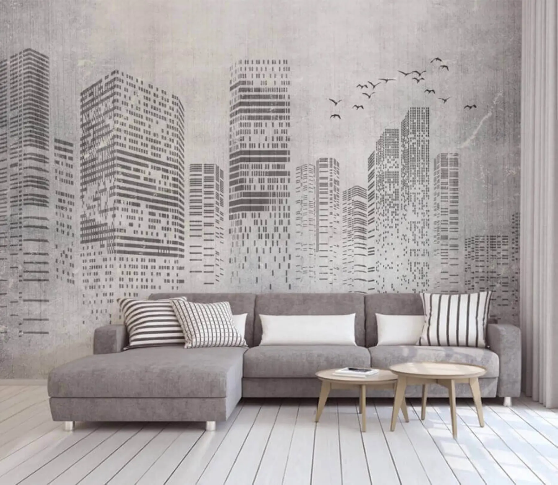 Papier peint Oiseaux au-dessus de la ville, minimalisme u34725