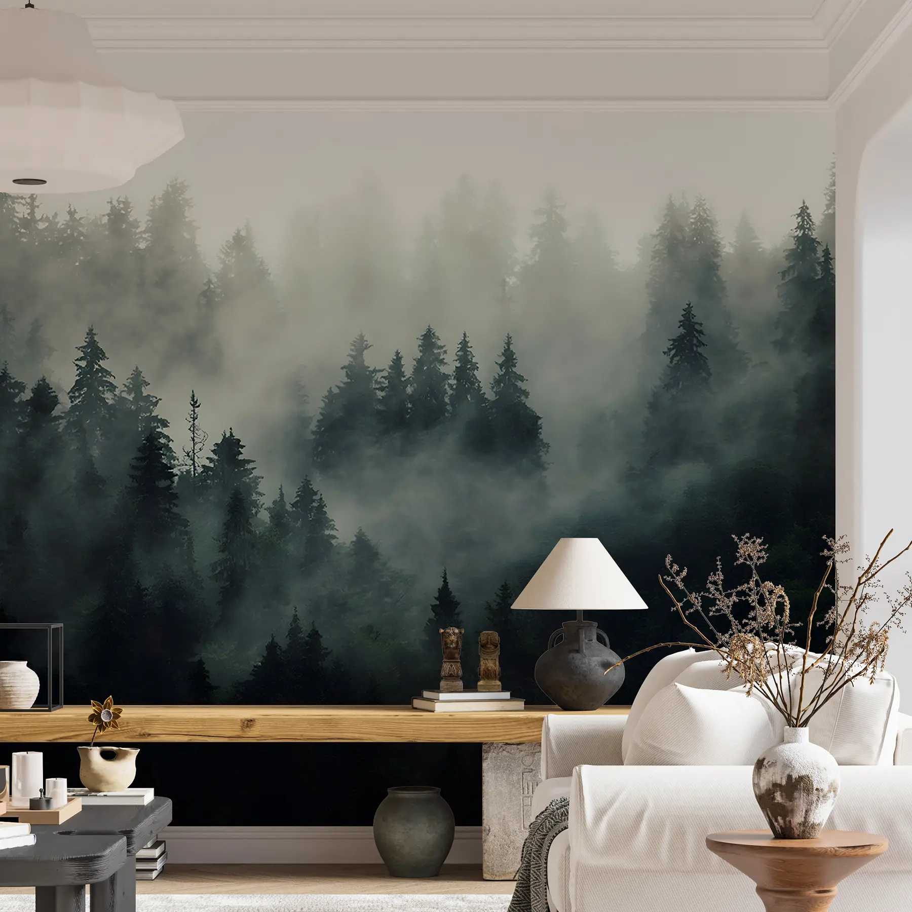 Papier peint Matin brumeux, forêt u36439