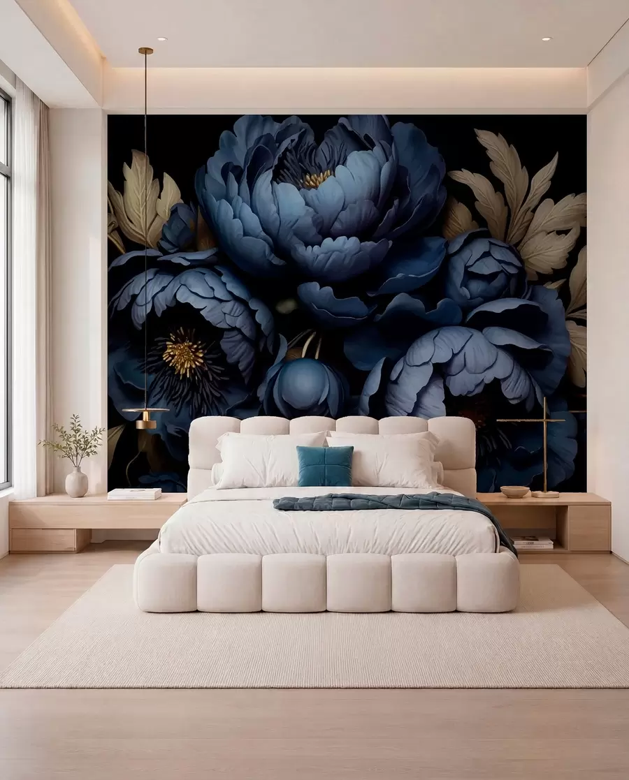 Papier peint Pivoines bleues w01131