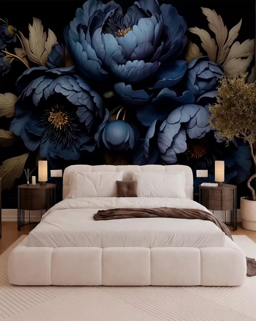 Papier peint Pivoines bleues w01131