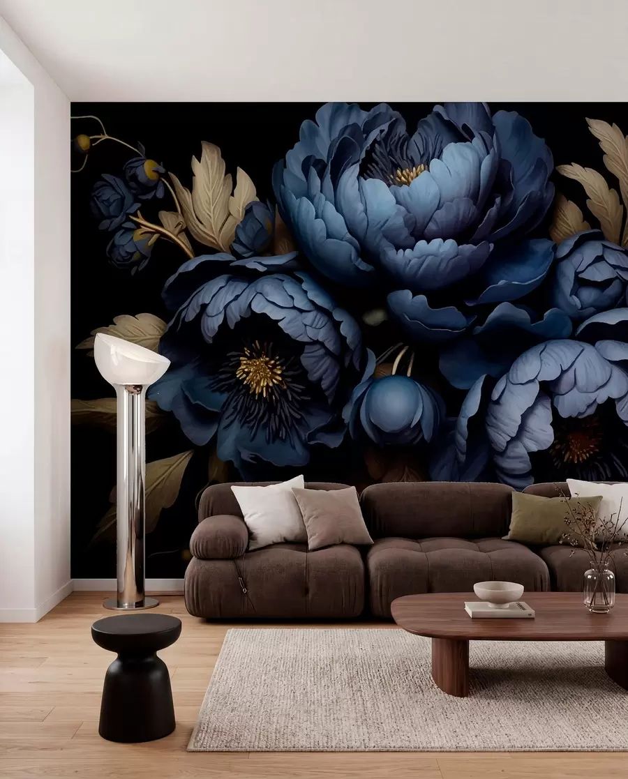 Papier peint Pivoines bleues w01131