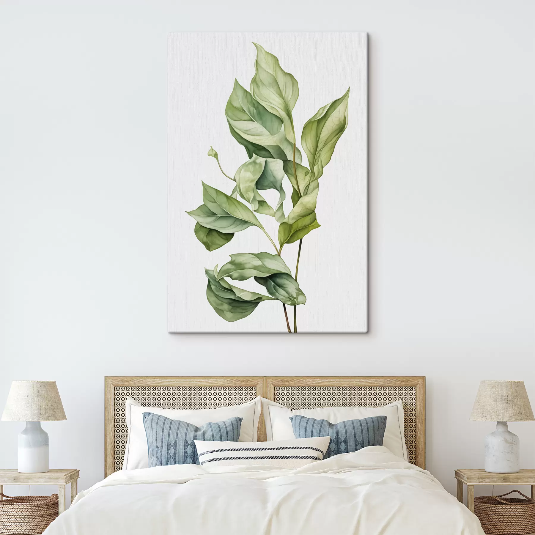 Tableau Branche avec feuilles vertes aquarelle s40880