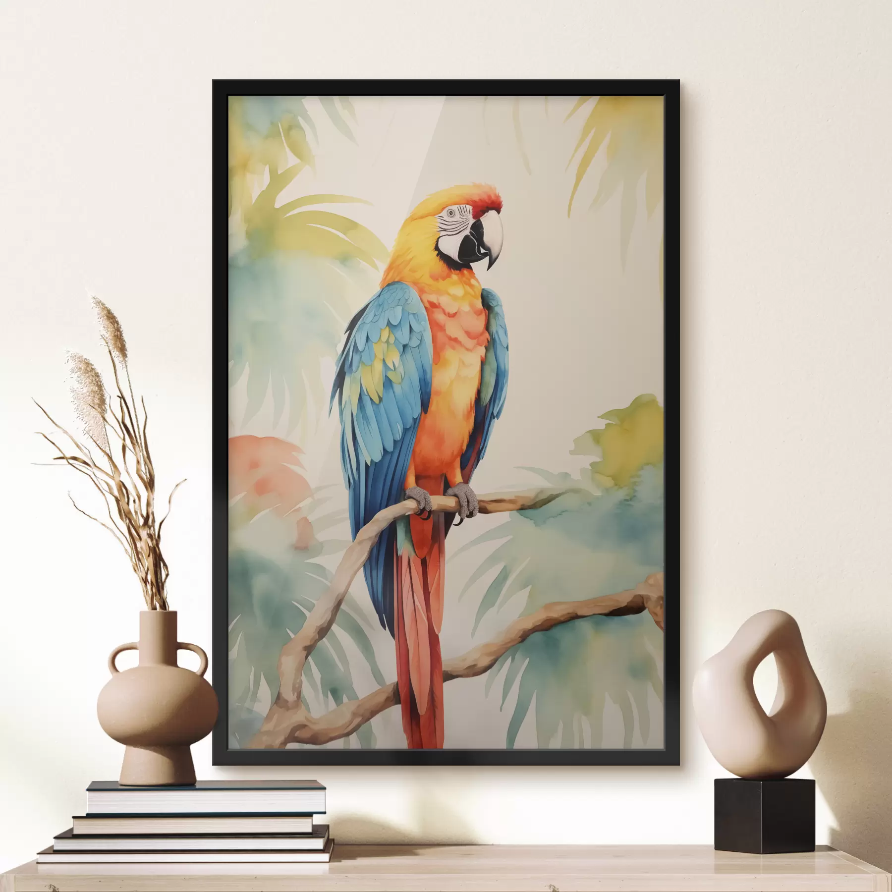 Tableau Un perroquet ara coloré est assis sur une branche f40879