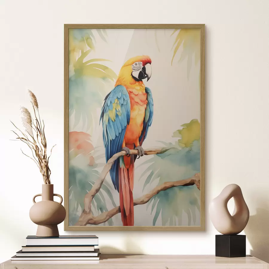 Papier peint Un perroquet ara coloré est assis sur une branche f40879