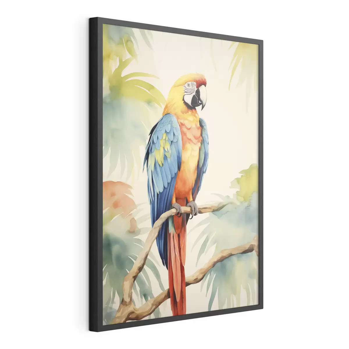 Poster Un perroquet ara coloré est assis sur une branche f40879
