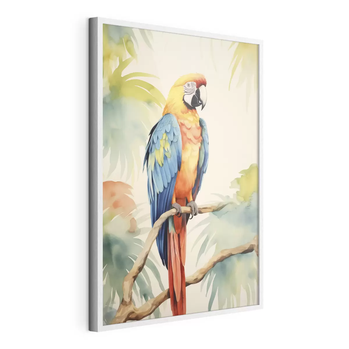 Poster Un perroquet ara coloré est assis sur une branche f40879