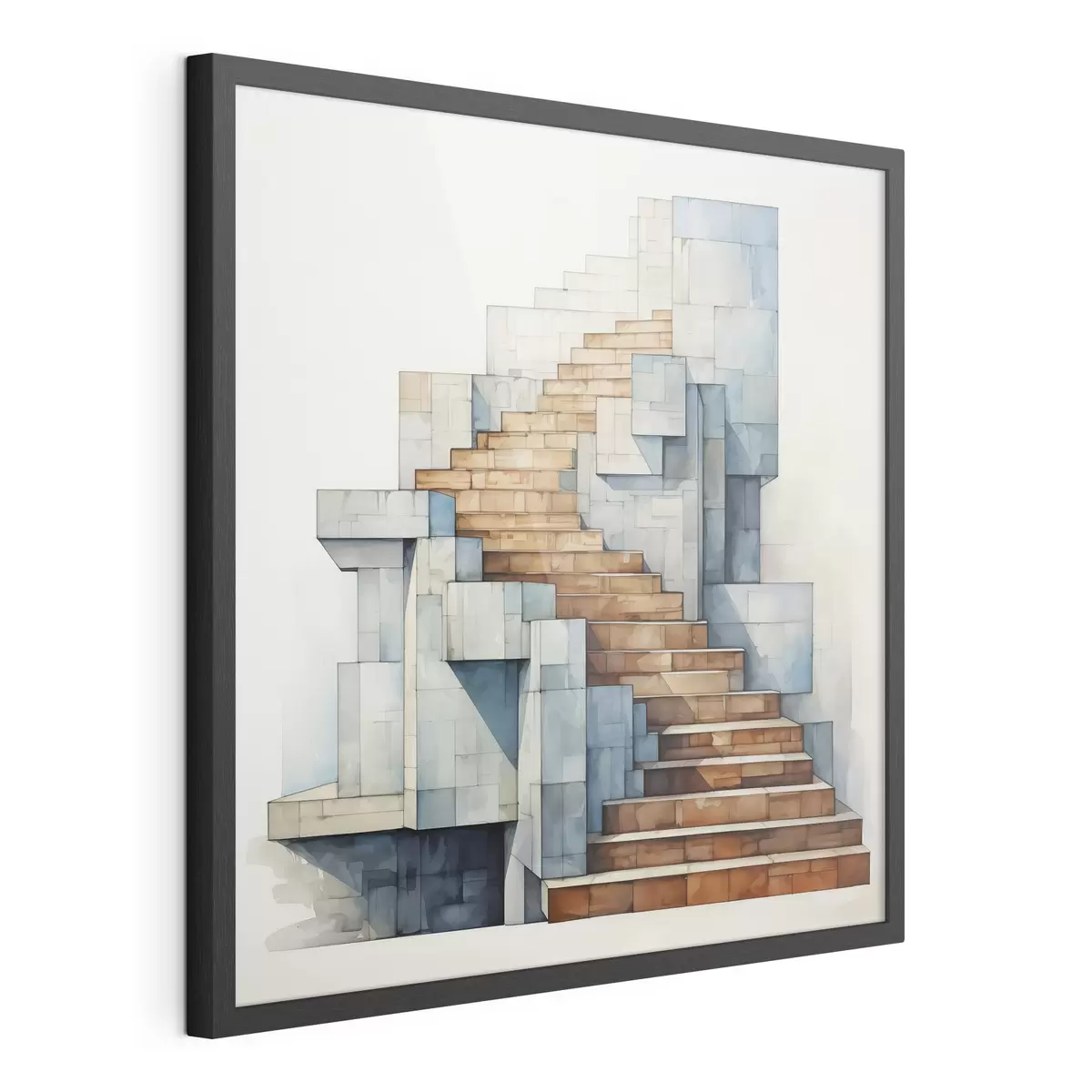 Poster Escalier en pierre paysage architectural abstrait aquarelle f40891