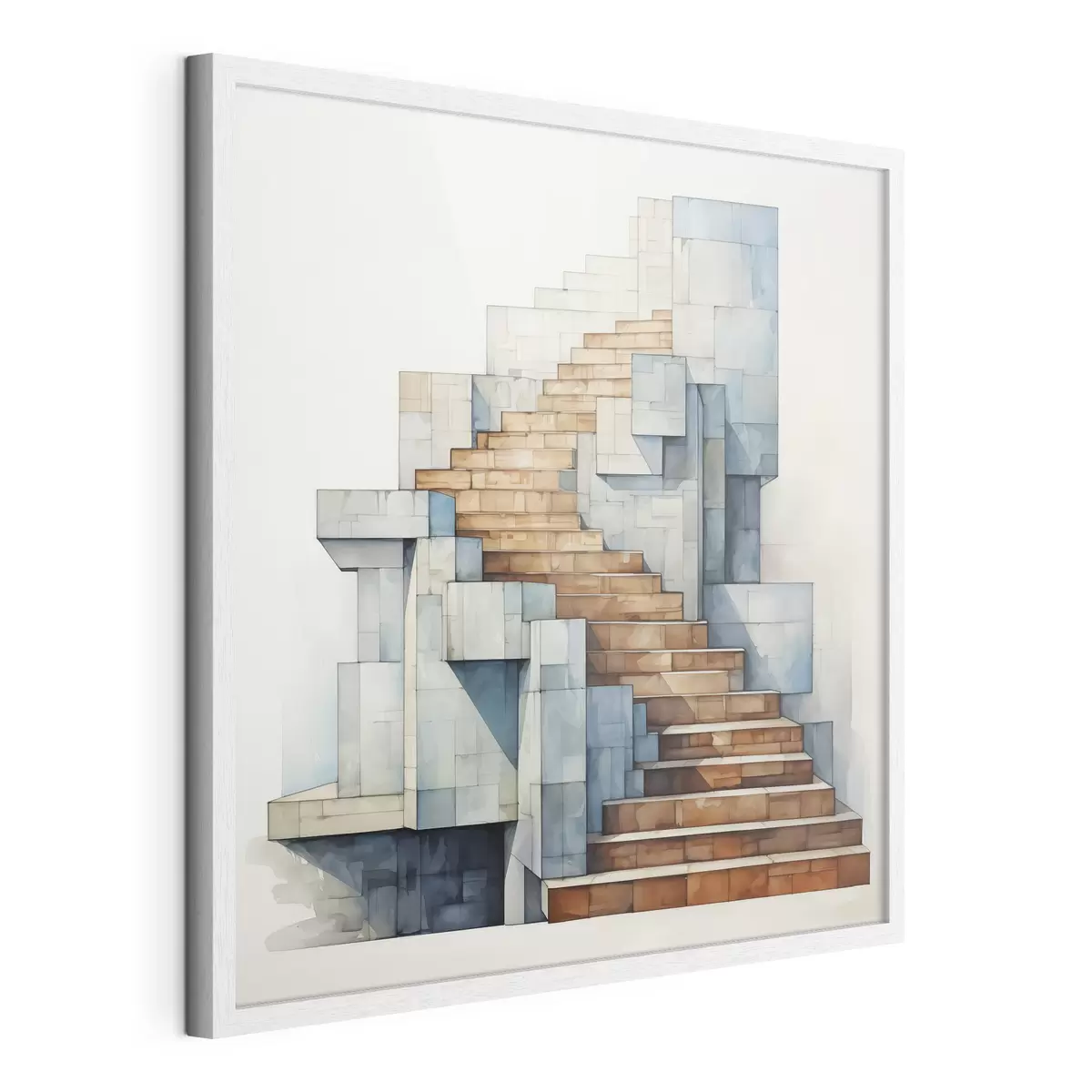Poster Escalier en pierre paysage architectural abstrait aquarelle f40891